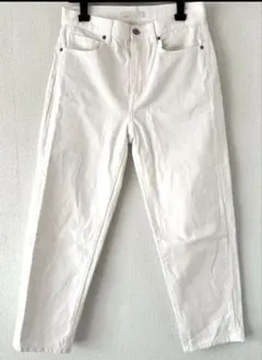 UNIQLO ペグトップハイライズジーンズ 25 オフホワイト　コットン