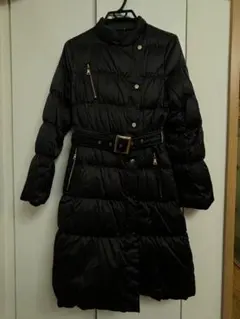 美品　エポカ　ベルテットダウンコート　黒　ロング　ベルト　綺麗め　上品　三陽商会