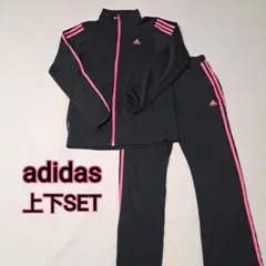 アディダス ジャージ上下 セットアップ レディース OTサイズ ブラック×ピンク