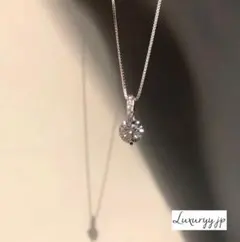 シルバー925 一粒石 ✨最高級✨ ネックレス CZダイヤモンド プラチナコート