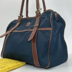 Felisi フェリージ ナイロン カーフ レザー 本革 トートバッグネイビー