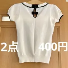 C.D.S 半袖 ニット セーター 後ろリボン ＆半袖シアーブラウス　2点のサムネイル