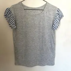 リルニーナ　lil nina 半袖ストライプTシャツ グレーのサムネイル