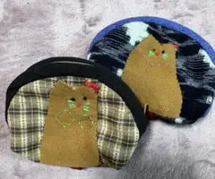 猫ちゃんパッチワーク ポーチ ハンドメイド古布　2個セット③