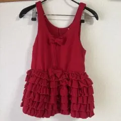 mezzo piano 赤 フリル ノースリーブワンピース 110