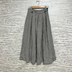 マウジー ガンクラブ風チェック フレアロングスカート　ボタン