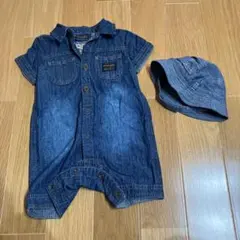デニムロンパース、帽子　セット　80のサムネイル