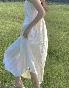 【美品】DAZY キャミワンピース　レース　コットン　ホワイト　L