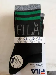 新品未使用　FILA 2足組ソックス 25-27cm 黒/グレー/緑