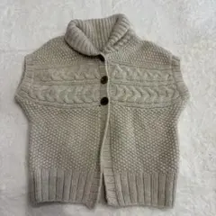 ◆スタジオクリップ　ニット　半袖カーディガン　ウール100　ショールカラー　手編