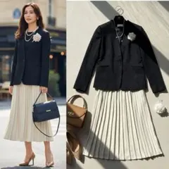 【美品】PLST ノーカラージャケット プリーツスカート 入学式 2点セット S