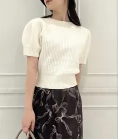 SNIDEL ハーフスリーブニットプルオーバー