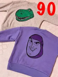 新品 トイストーリー バズ レックスBIGバックプリント 裏起毛トレーナー 90