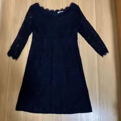 ネイビー レース オフショルダー ワンピース
