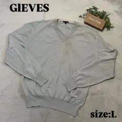 【GIEVES】 ギーブス (L) Vネックセーター トップス 淡いグリーン