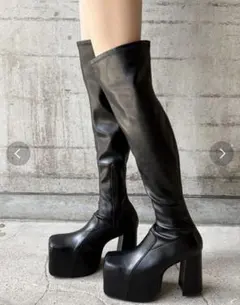 新作　プラットフォームニーハイブーツ　エヴリス