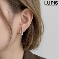 LUPIS パール×ストーンダブルラインピアス