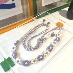 ハンドメイド花柄スマホショルダーストラップ