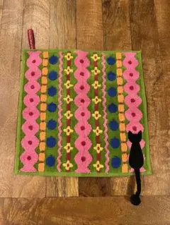 Atsuko Matano アツコマタノ　ハンカチ ハンドタオル 黒猫 ネコ
