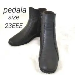 アシックス ペダラ ショートブーツ レザー ダークブラウン 23EEE