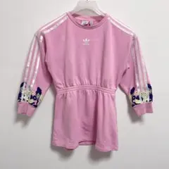 adidas フラワープリント長袖ワンピース ピンク 130