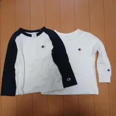 Champion 2枚セット長袖カットソー ホワイト/ブラック