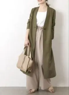 JOINT WORKS/ジョイントワークス♦︎リネンレーヨンVネックコート　カーキのサムネイル