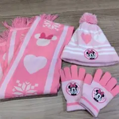 ミニー　 ニット帽 手袋 マフラー セット キャップ　ピンク　ディズニーランド