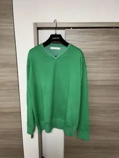 ESTNATION グリーン Vネック セーター