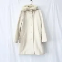 美品✨ アルファキュービック ロング コート Aライン ウール アンゴラ混 白