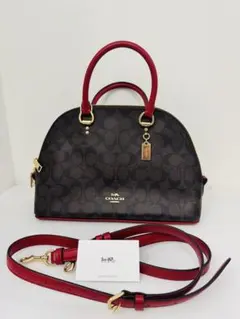 【新品未使用】COACH コーチ シグネチャー 2WAYバッグ ブラウン×レッド