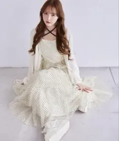 極美品♡ NICE CLAUP ティアードフリルキャミワンピース ドット