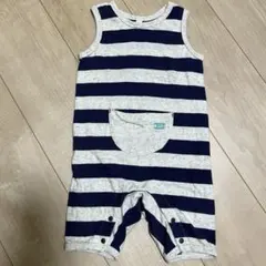 ストライプ柄ロンパース（ネイビー・グレー）