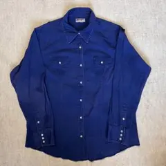 【90〜00s】Wrangler ウエスタンシャツ　長袖シャツ ネイビー