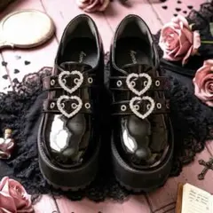【美品✨】Majoretty ダブルハートビジューバックル 厚底パンプス 地雷系