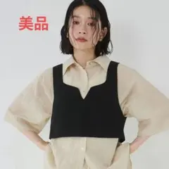 美品 hunch ポリツイルビスチェ ベルト ジレ ブラックのサムネイル