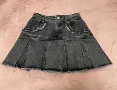 FUN デニムプリーツミニスカート　黒