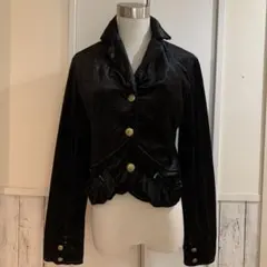 黒ジャケット ベルベット風素材　ギャザーデザイン2800円→10%off