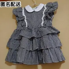 【匿名配送・再出品】ギンガムフリル袖 キッズワンピース 100cm