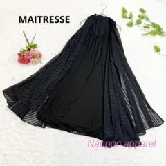 MAITRESSEノースリーブ　ストライプ　ワンピース　ドレス　黒　9号　M