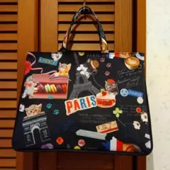 新品　猫とパリのイラスト トートバッグ