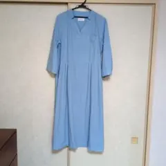 human woman コットンワンピース ライトブルー M