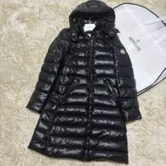 美品 モンクレール モカ ブラック ダウンコート ロゴワッペン ロング　M