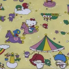 サンリオ　ハローキティ　マイメロディ　キキララ　黄色　生地　布　日本製　レトロ風
