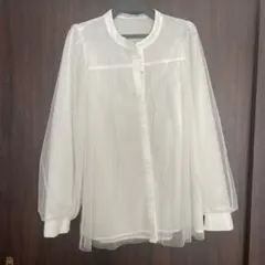 ur’s バンドカラーチュールレイヤードシャツ　長袖ブラウス Mサイズ