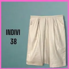[INDIVI] ゴールドラメ　ベージュ　膝丈スカート　オフィス　セレモニー