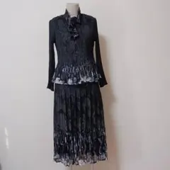 社交ダンスドレス ワンピース　花柄シースルー切替ドレス ブラック　未使用 社交ダンスドレス 花柄シースルー切替ドレス ブラック 未使用 難あり