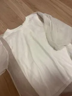 ホワイト メッシュ パフスリーブ Tシャツ