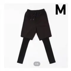 harapeco Layered Half Pants-Black Mサイズ