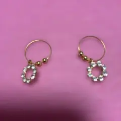 ゴールドフープクリスタルイヤリング